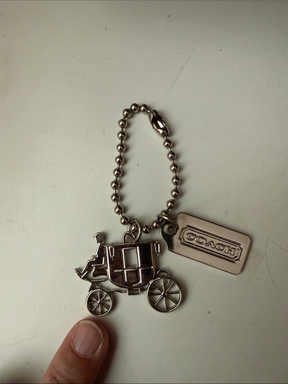 Coach Silver-Tone Carriage Charm Keychain